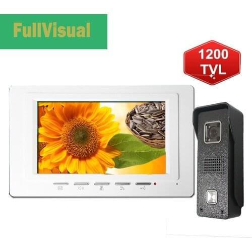 Fullvisual 7 Inch Video Doorbell Intercom Video Door Phone Camera Dual Way Talk Unlock 1200TVL Metal Outdoor Unit IR Night View