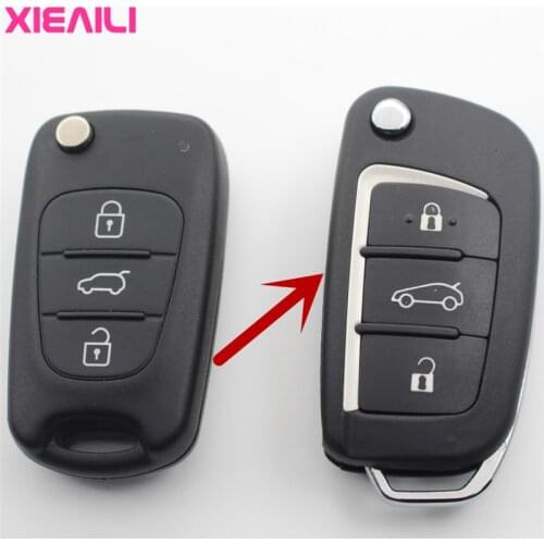 XIEAILI 10Pcs 3Button Modified Flip Remote Key Case Shell For Hyundai I30/IX35 For Kia K2/K5/Picanto/Ceed/Cerato/Sportage S153