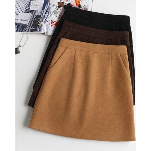 New Woolen Skirt Women Autumn Winter Vintage Warm A Line High waist Mini Skirts Womens Wool Short Skirts Faldas Plus Size F204