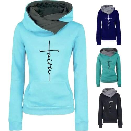 Hoodies oversized Women Autumn Winter Pocket Hoodie Cross Embroidered Long Sleeve Sweatshirt Top Pullovers ropa de mujer 2020