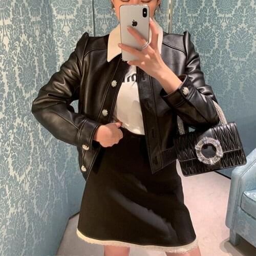 Women Coat Natural 100% Sheepskin Winter Fashion Sheepskin Genuine Leather Windcoat Female Outwear H909