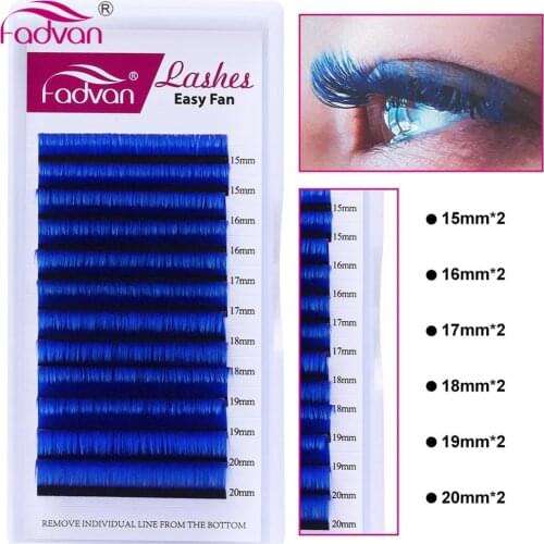 1 Case Easy Fan VolumeEyelashes Lash Extensions Colored Auto Blooming Eyelashes Extensions for Lash Building Red Colorful Blue