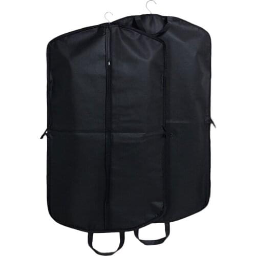 1pc Black Dustproof Hanger Coat Clothes Garment Suit Cover Storage Bags Non-Woven Folding Suit Sleeve Storage Dust Cover