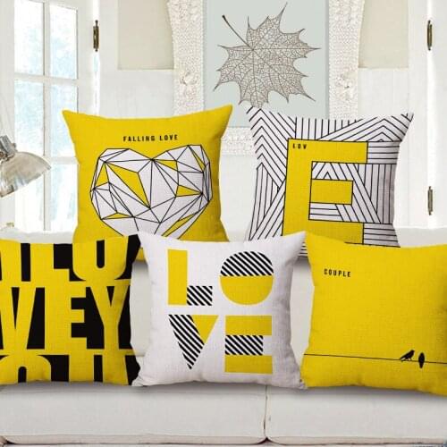 1 piece Brief England Design Yellow Geometric Pattern Seat hug pillow Cover Decorative Home Chair Throw Pillows Case 45x45cm