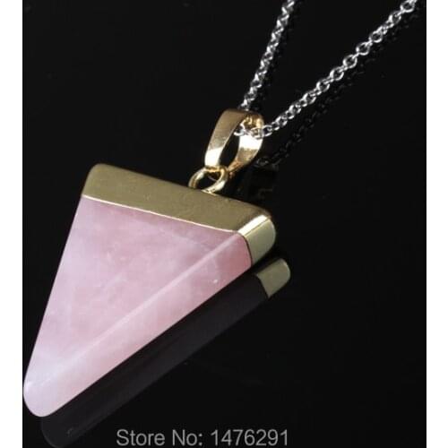 Fashion Jewelry Natural Stone Pendant Quartz Triangle Point Pendant 1PCS
