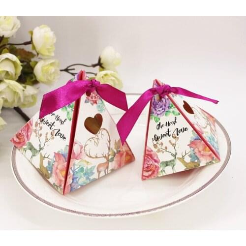 100pcs/lot Triangle Fantastic Deer Flower Heart Window Candy chocolate Favor gift box wedding birthday tea party favor decoratio
