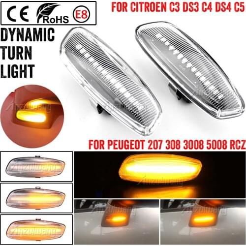 2 pieces Led Dynamic Side Marker Turn Signal Light Sequential Blinker For Peugeot 308 207 3008 5008 For Citroen C4 C3 C5 DS3 DS4