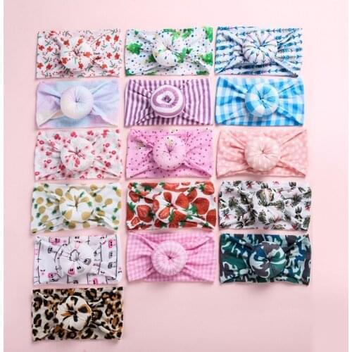20pc/lot Christmas Camouflage Soft Width Nylon Headband Round Knot Bows Stretchy Turban Girls Leopard Donuts Head Wraps Headwear
