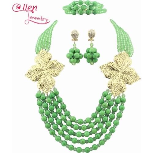 2019 New Fashion Nigerian Wedding African Crystal Beads Jewelry Set African Beads Jewelry Sets W8255