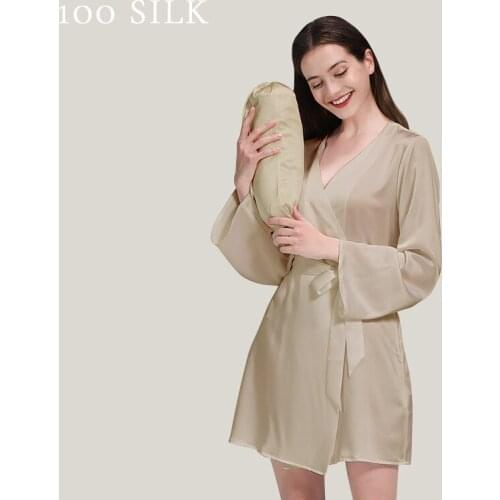 22MM 100% silk dress nightdress 2021 spring summer pajamas women Silk Cardigan Open Robe Long Dress Sleepwear Nightgown