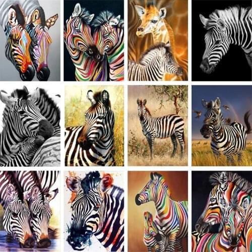 DIY 5D Diamond Painting Zebra Animal Full Square Round Mosaic Embroidery Cross Stitch Home Room Decor Art