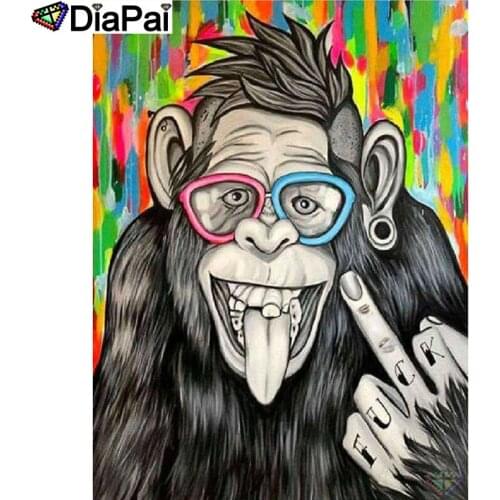DIAPAI 5D DIY Diamond Painting 100% Full Square/Round Drill "Animal monkey" Diamond Embroidery Cross Stitch 3D Decor A21480