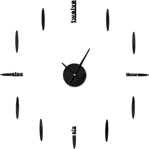 DIY English Letters Wall Clock Wall Clock Modern Design Frameless Silent Giant 3D Quartz Wall Clock Watch Mirror Sticker Decor