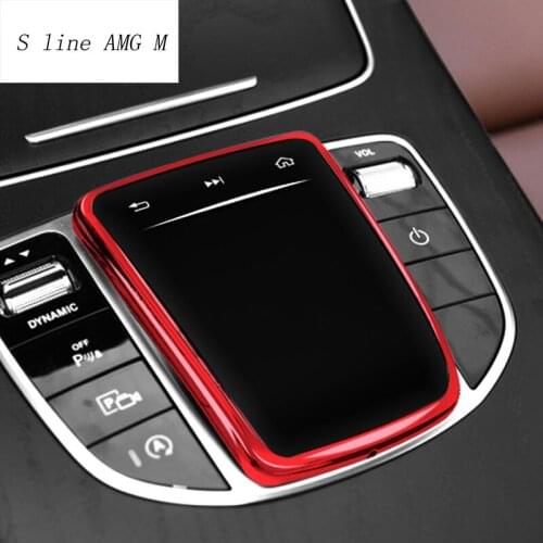 Car Styling Center Control Mouse Knob Protector Film Stickers for Mercedes Benz C E S Class W205 W213 GLS GLC X253 Accessories