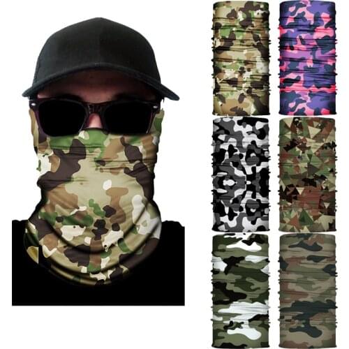 Camouflage Print Unisex Bandana Face Cover Protect Foggy Haze Anti-Spitting Protective Face Scarf Cycling Dustproof Balaclava