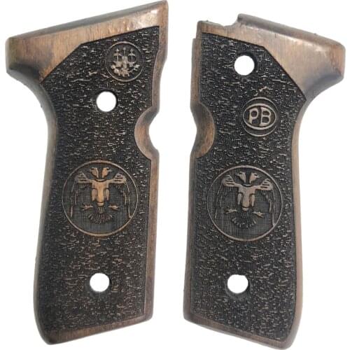 Beretta F92 Yavuz 16 Parents Eagle and Beretta With Logo Laser Cut Dark Wooden Grip