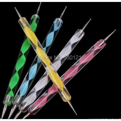 Free Shipping 5pcs 2 Way Random 5 Colors Dotting Pen Nail Art Painting Tool Nail Art Dot Set
