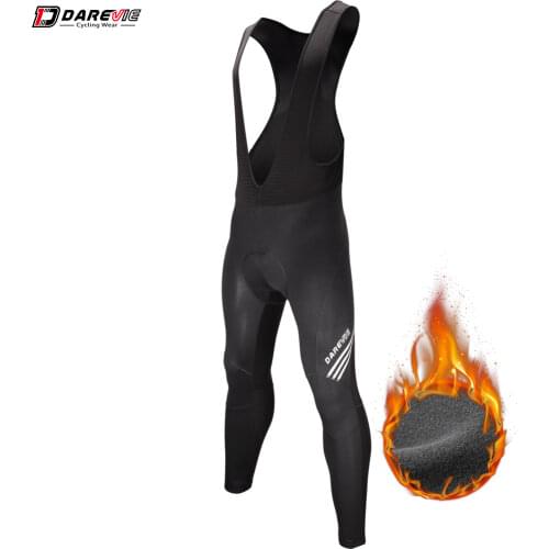 DAREVIE Winter Cycling Pants Hot Thermal Fleece Windproof Cycling Bib Shorts Warm 3D Sponge Pad Winter Cycling Pants Bib Trouser
