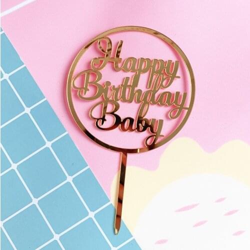Baby Happy Birthday Cake Topper Novelty Gold Baby Birthday Cake Toppers For Baby Kids Birthday Party Dessert Cake Decorations