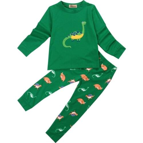 Kids Baby Boy Pajamas Set Casual Animal Printing Long Sleeve T-shirt+Pants Outfits Sleepwear Home Wear 1-7T