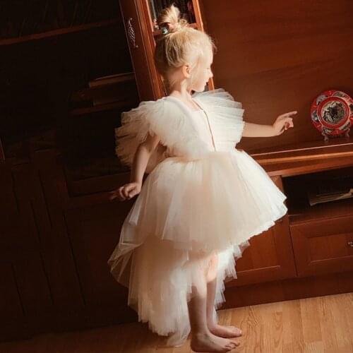 Baby 1st Birthday Baptism Dress Girls Wedding Party Ball Gown Kids Elegant Princess Dresses Flower Girl Ruffle Sleeve Vestidos