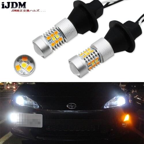 IJDM No Hyper Flash BAU15S S25 7507 LED White/Amber Switchback LED Bulbs For Daytime Running Lights/Turn Signals,12V CANBUS