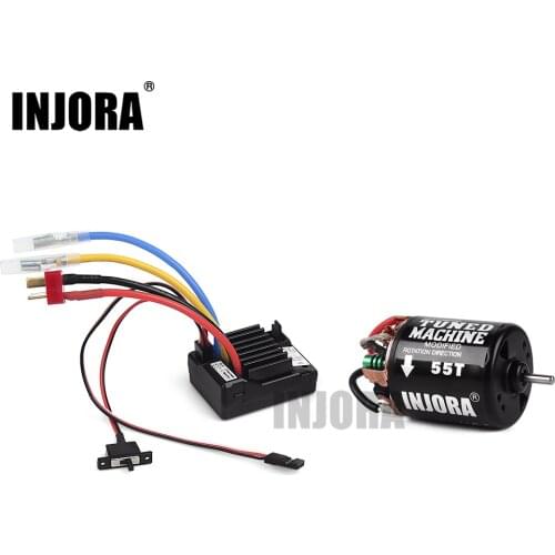INJORA RC Car 35/45/55T Brushed Motor Waterproof ESC Speed Controller for 1:10 RC Crawler SCX10 AXI03007 90046 Traxxas TRX4 D90