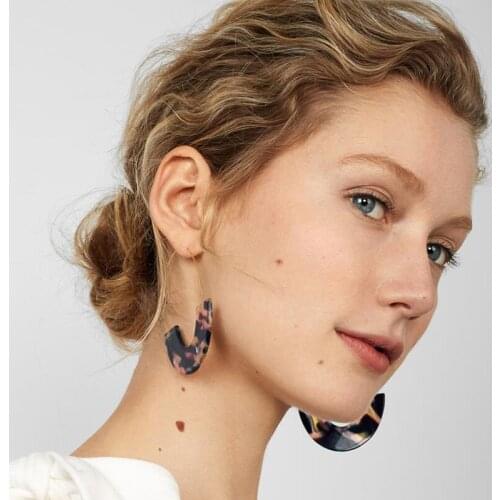 Cute Multi Color Acrylic Drop Earrings Ethnic Alloy Earing Jewelry Fashion Bohemian Jewelry Colorful Half Round Brincos Boho