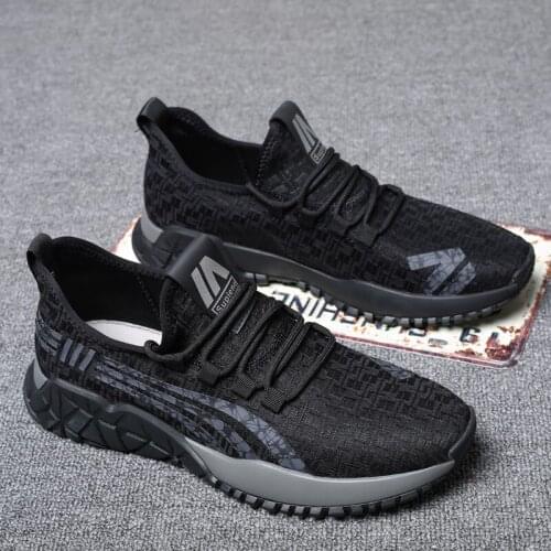 Spring new foreign trade extra-large size mens shoes trend sports casual shoes mens breathable flying woven mesh shoes 4748