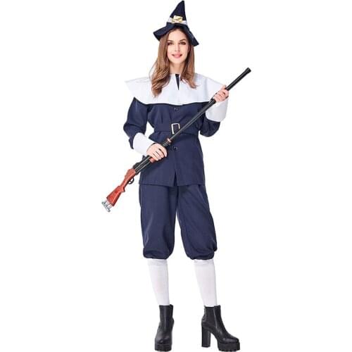 Umorden Adult Unisex Huntress Hunter Costume Mens Pilgrim Man Costumes Cosplay Halloween Purim Party Fancy Dress