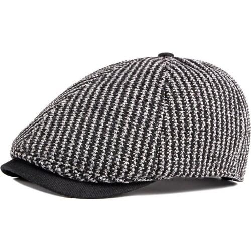 Fibonacci 2019 New Men Women Knitting Newsboy Cap 6 Panel Striped Hat Flatcap Ivy Vintage Brand Quality Autumn Winter Beret