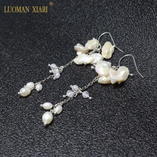 Wholesale 100% Natural Pearl Earrings Baroque Pearl Butterfly Earrings for Women Girlfriend