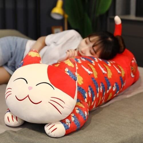Plush Toys Animal Red Mascot Cat Cute Creative Long Soft Toys Office Lunch Break Nap Sleeping Pillow Stuffed Gift Doll For Kids