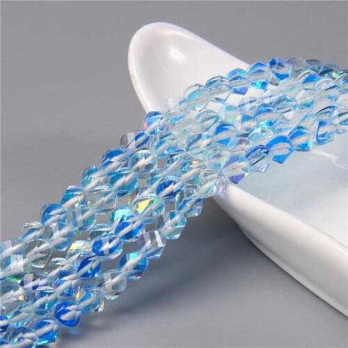 Transparent Clear Big Faceted Blue Austrian Crystal Round Glass Beads For Jewelry Making Glitter MoonStone Beads Diy Bracelets