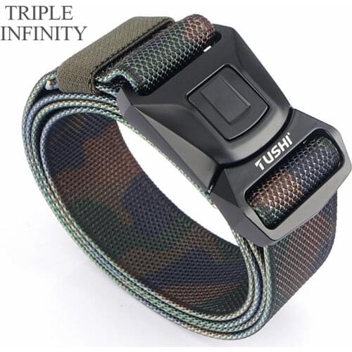 Mens Belt For Jeans Pants Metal Pluggable Buckle Multifunctional Outdoor Work Tactical Army Belt Durable Nylon Camouflage Belts