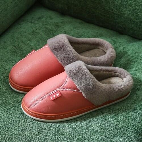 Women Slippers Winter Men Flip Flops Couple Indoor Non-Slip Shoes Fashion Solid Home Floor Slides Flat Leather Casual Silent