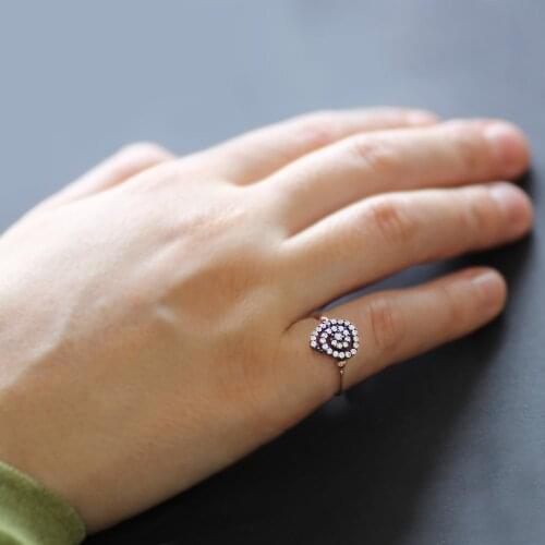 Tesbihane Zircon Spiral Design Rose 925 Sterling Silver Lady Ring