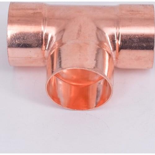 1/4" 3/8" 1/2" 5/8" 8 10 12 15 16mm ID 99.9% Copper End Feed Solder Tee 3 Ways Plumbing Fitting Coupler For Air Condition