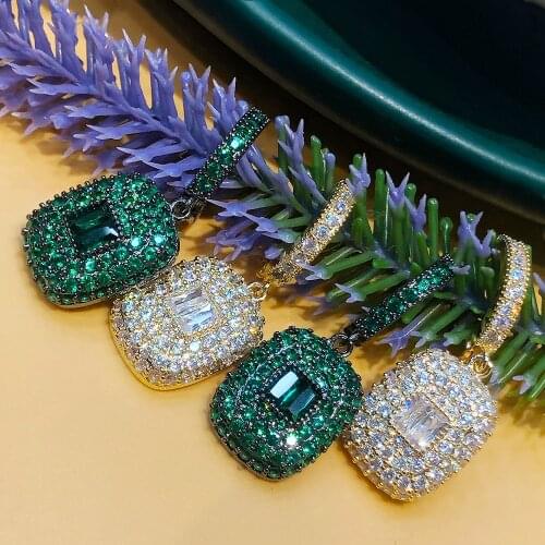 Top Quality Elegant Cute Square Pendant Earring Enthusiasm Jewelery for Women Girl Fashion Wedding Gift Daily Trendy jewelry