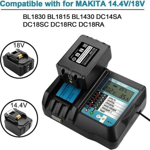 DC18RF Battery Charger For Makita 14.4V 18V BL1830 Bl1430 DC18RC DC18RF EU Plug fan cooling and high quality DC18RF Charger