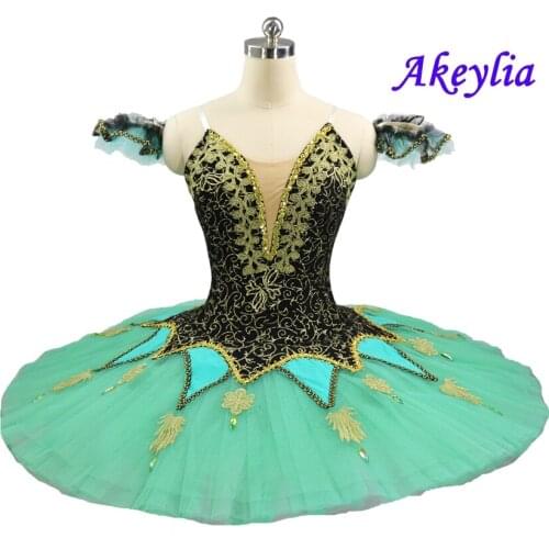 Green peformance ballet tutu princess florina pancake ballet tutu professional ballet stage costume child and adult