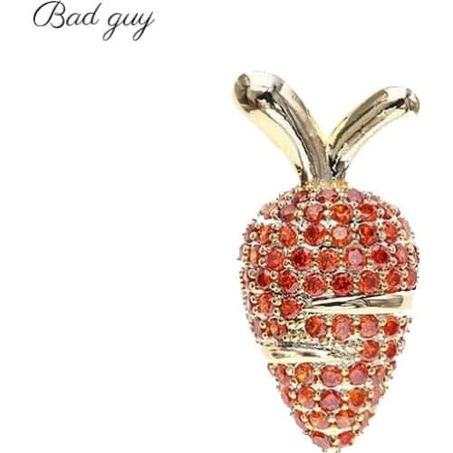 Bad Guy Orange carrot Brooch Pins Shiny Rhinestone Brooch Pin for Women Clothes Scarf Buckle Garment Accessories Fashion Jewelry
