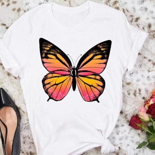 Women Cartoon Butterfly Sweet New Cute 2021 Summer Female Tshirts Fashion Clothes Graphic T Top Lady Print Tee T-Shirt