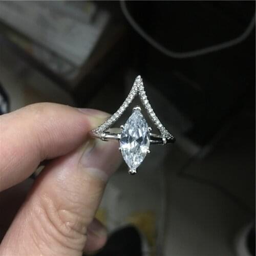 Vintage Lovers Marquise cut 925 Sterling silver Promise ring Diamond cz Engagement Wedding Band Rings for women Party Jewelry