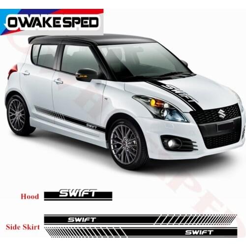 1set Car Both Side Body Decor Stickers For-SUZUKI SWIFT Sport Stripes Engine Cover Stickers Auto Door Skirt Vinyl Decals