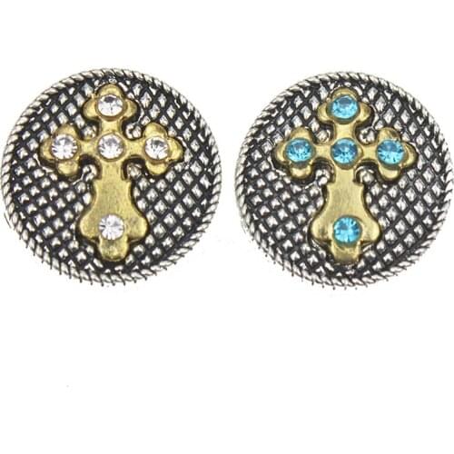 10pcs/lot Snap Jewelry Metal 18MM Snap Buttons Bracelet Cross Design Alloy Snap fit Charm Bracelets For Women Men