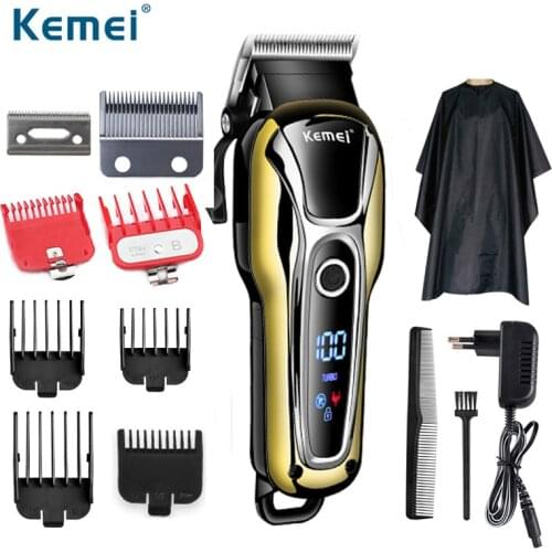 100-240V Kemei Professional Hair Clipper Rechargeable Hair Trimmer Beard Shaving Machine Hair Cutter For Barber Mower KM-1990