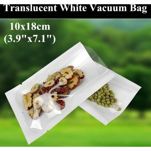 100pcs 10x18cm (3.9"x7.1") Translucent Clear+White Plastic Open Top Bag Moisture-proof Heat Sealing Herbal Vacuum Packaging Bag
