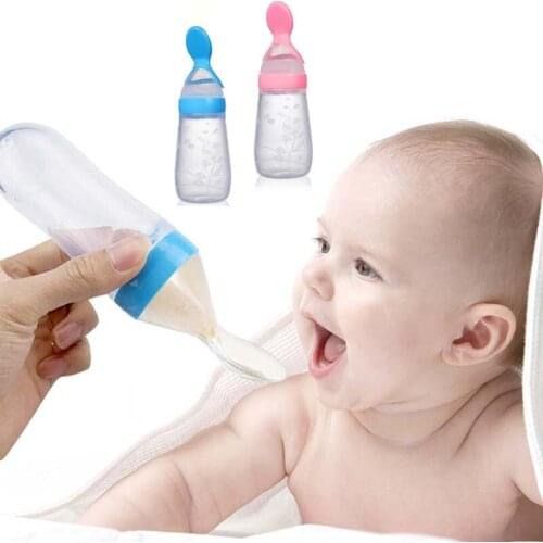 125Ml Baby Feeding Cup Rice Grain Juice Feeder Spoon Silicone Baby Feeding Bottle Paciffier Kids Water Bottles Training Cup