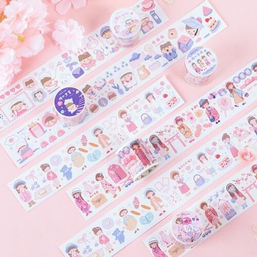 4.5cm wide Cherry blossoms Girl Memoirs Series Washi Tape Adhesive Tape DIY Scrapbooking Sticker Label Masking